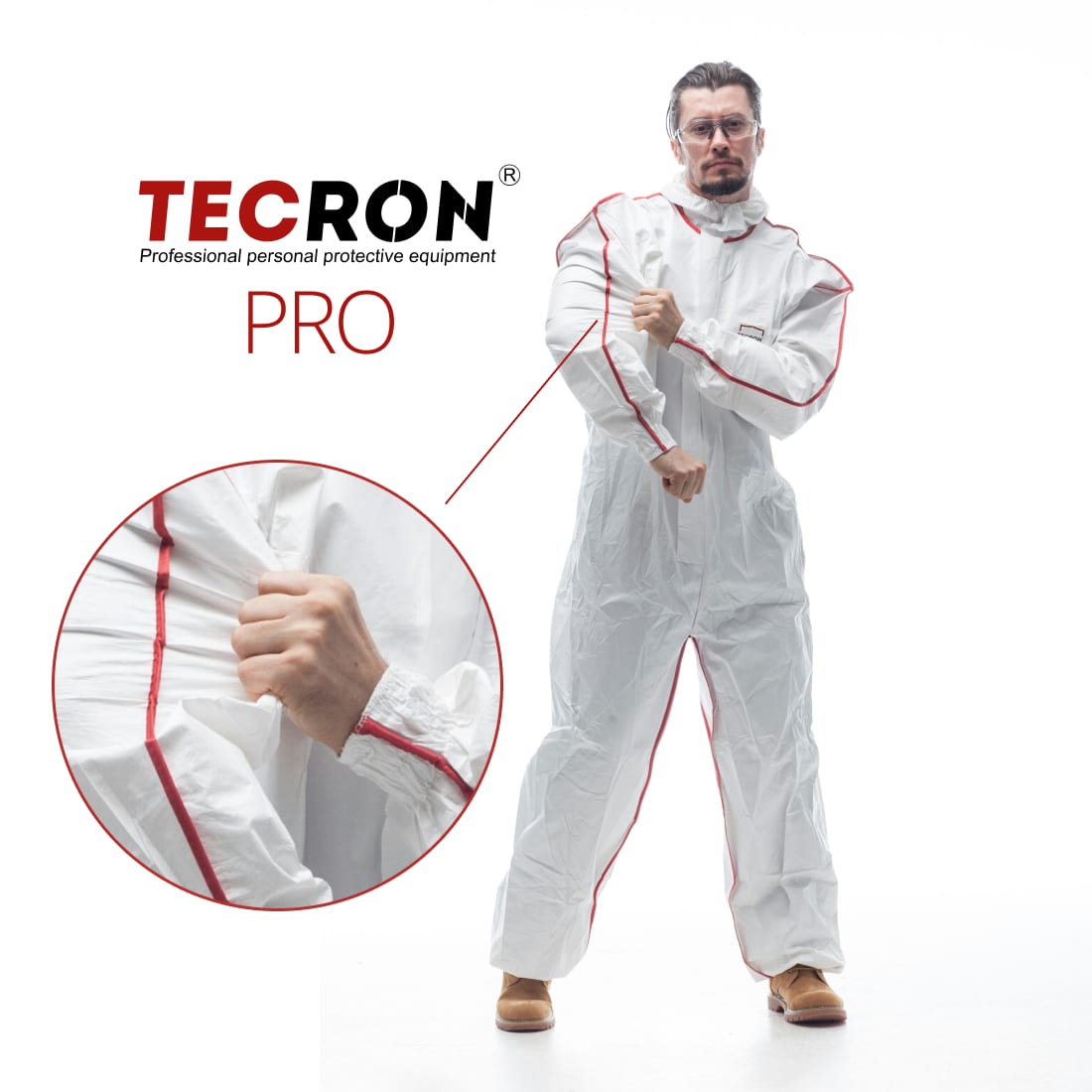 Защитный комбинезон TECRON PRO тип 5/6: ПВХ-швы, EN 14126, нефть, 65 г/м²