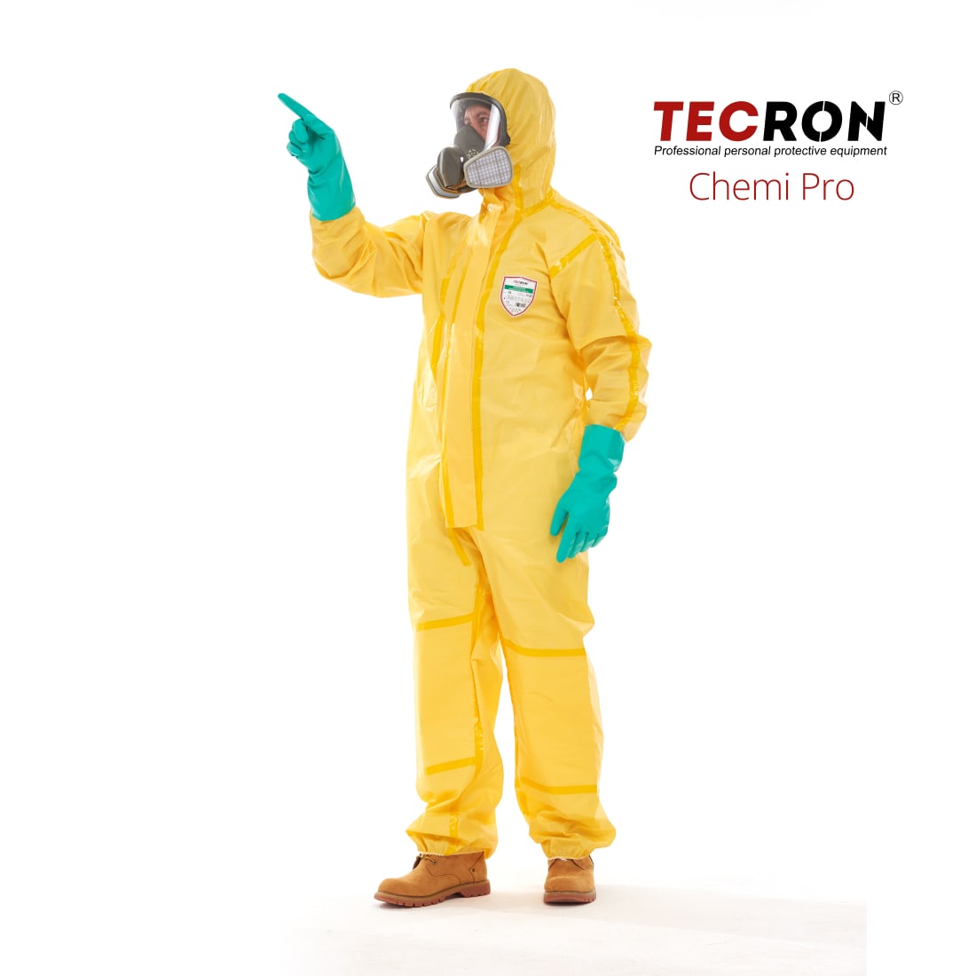 Комбинезон химзащиты TECRON Chemi Pro тип 3B: TPU-швы, кислоты, нефть, 90 г/м²