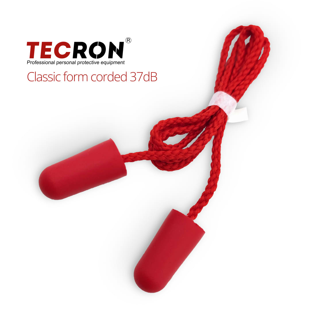 Беруши TECRON Classic со шнурком — одноразовые, SNR 37 дБ, для производства